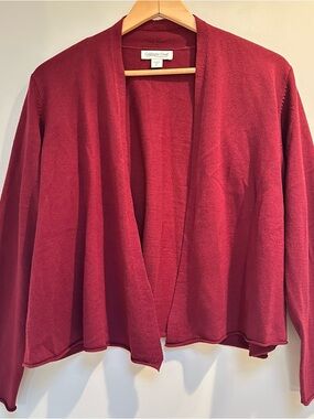 Coldwater Creek Open Front Cardigan, Burgundy, Women’s Size PL